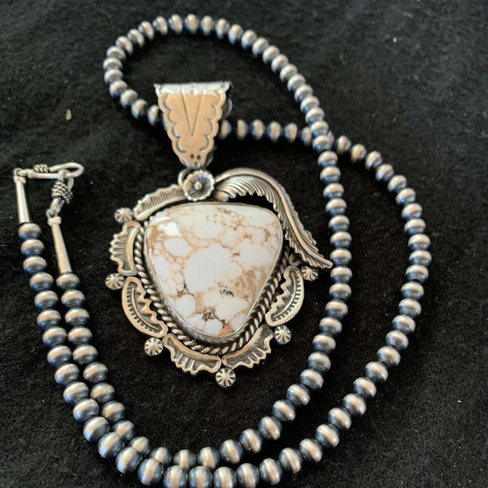Sterling Silver White Turquoise Pendant Necklace